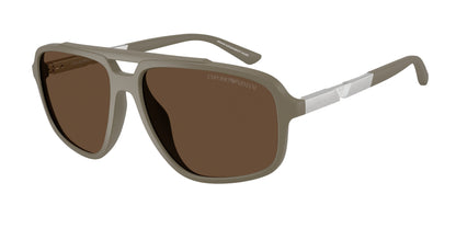 Emporio Armani EA4236U Pilot Sunglasses  543773-Matte Beige 59-145-15 - Color Map Brown