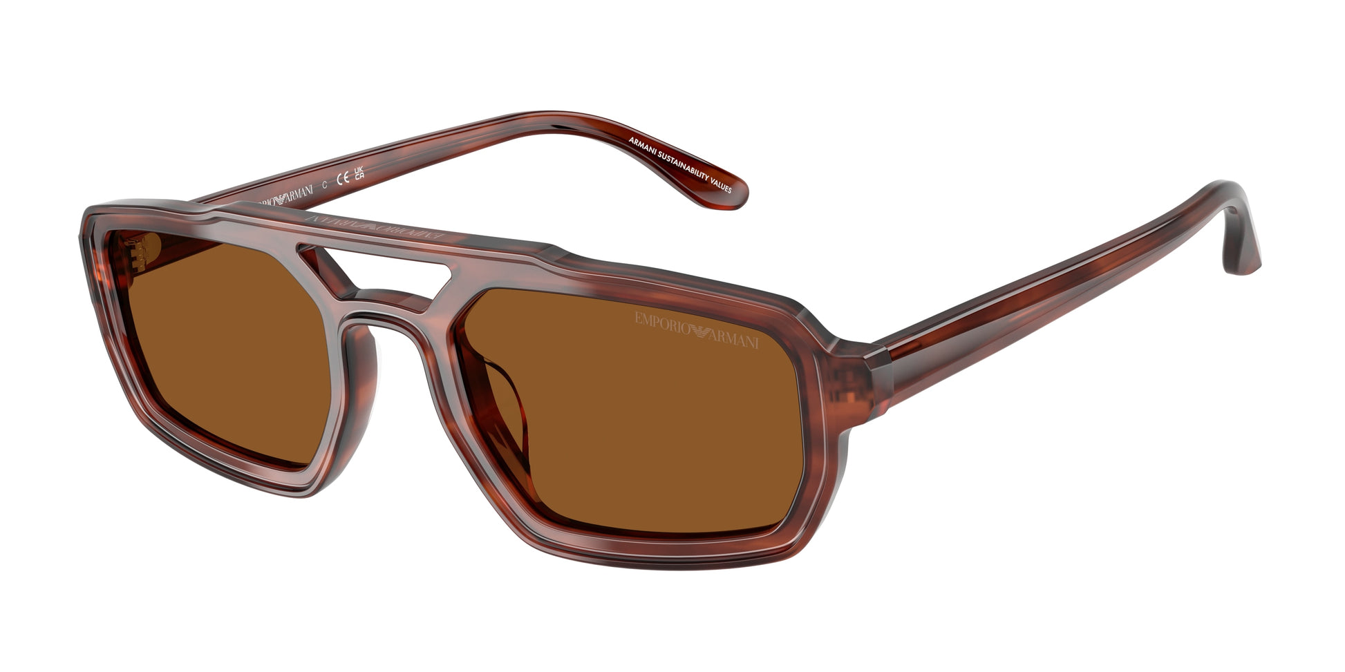 Emporio Armani EA4240U Irregular Sunglasses  620373-Shiny Havana Brown 53-145-22 - Color Map Brown