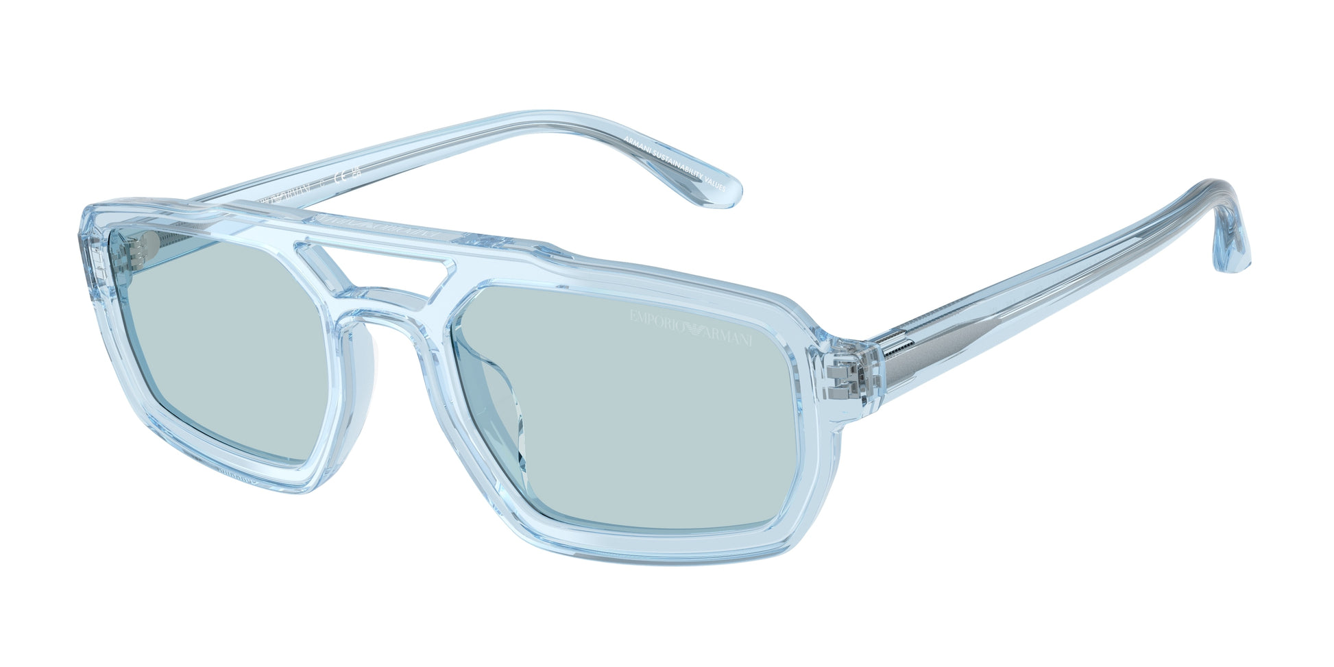 Emporio Armani EA4240U Irregular Sunglasses  6204/1-Shiny Transparent Light Blue 53-145-22 - Color Map Blue