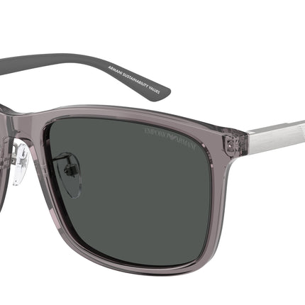 Emporio Armani EA4241D Square Sunglasses  620687-Shiny Transparent Grey 57-145-19 - Color Map Grey