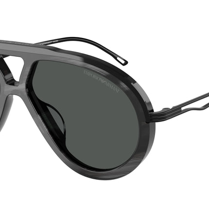Emporio Armani EA4242U Pilot Sunglasses  621187-Shiny Striped Grey 56-145-14 - Color Map Grey