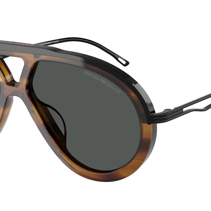 Emporio Armani EA4242U Pilot Sunglasses  621287-Shiny Striped Brown 56-145-14 - Color Map Brown