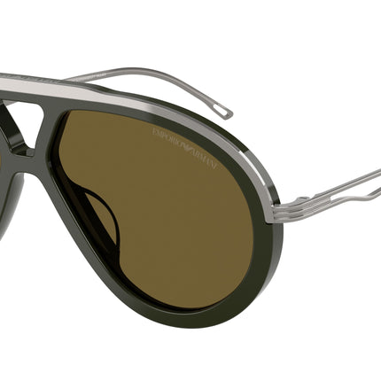 Emporio Armani EA4242U Pilot Sunglasses  621473-Shiny Olive Green 56-145-14 - Color Map Green