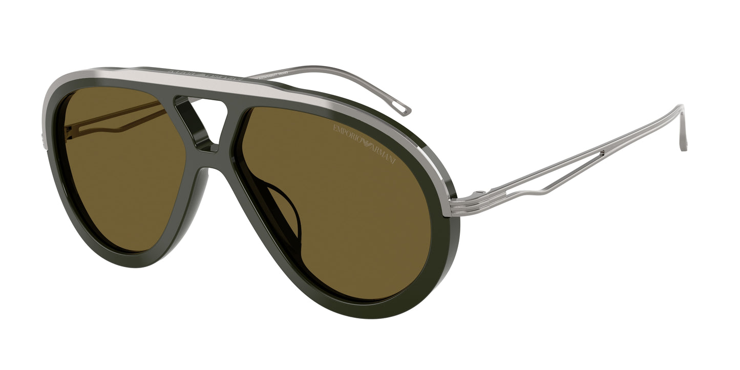 Emporio Armani EA4242U Pilot Sunglasses  621473-Shiny Olive Green 56-145-14 - Color Map Green