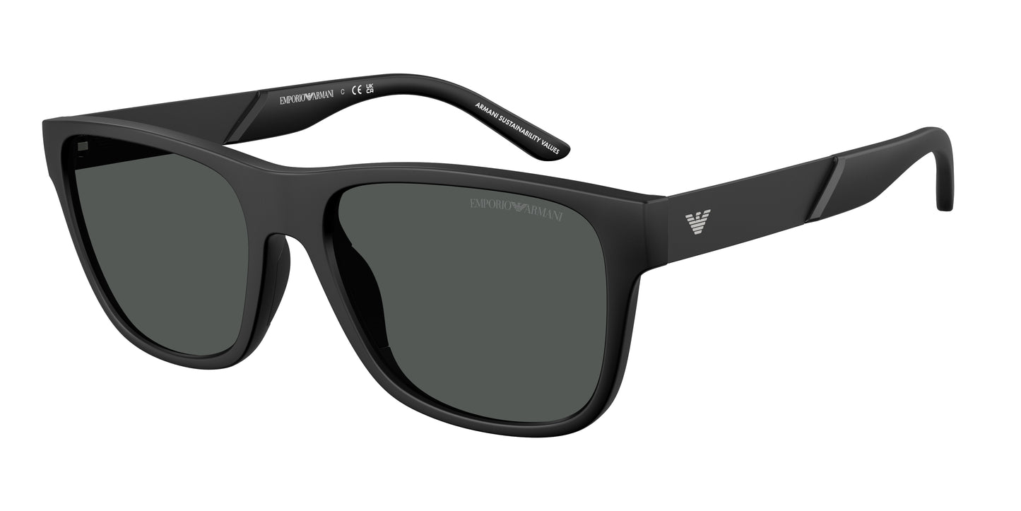 Emporio Armani EA4243F Square Sunglasses  5001T3-Matte Black 57-145-19 - Color Map Black
