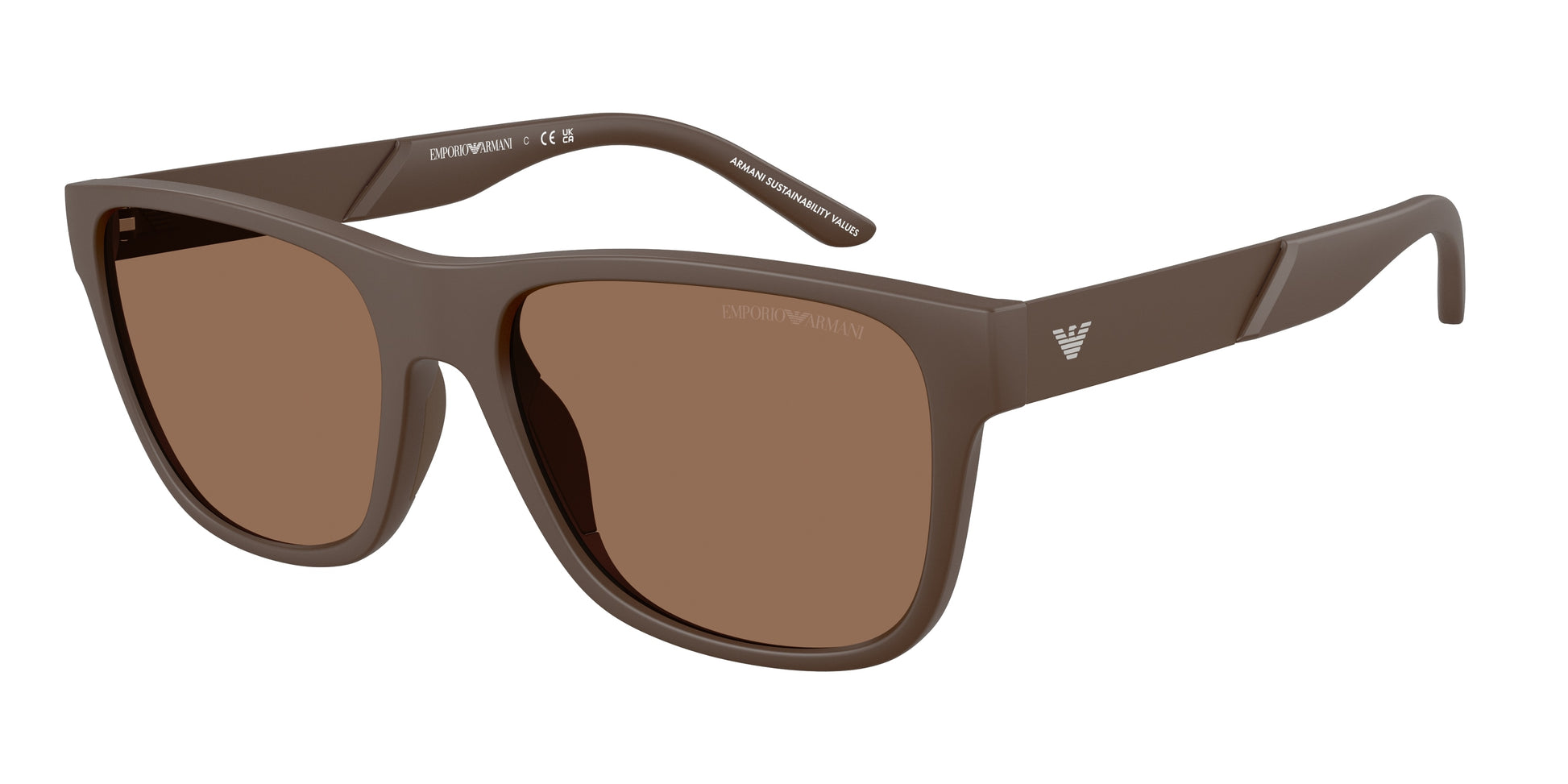 Emporio Armani EA4243F Square Sunglasses  624373-Matte Brown 57-145-19 - Color Map Brown