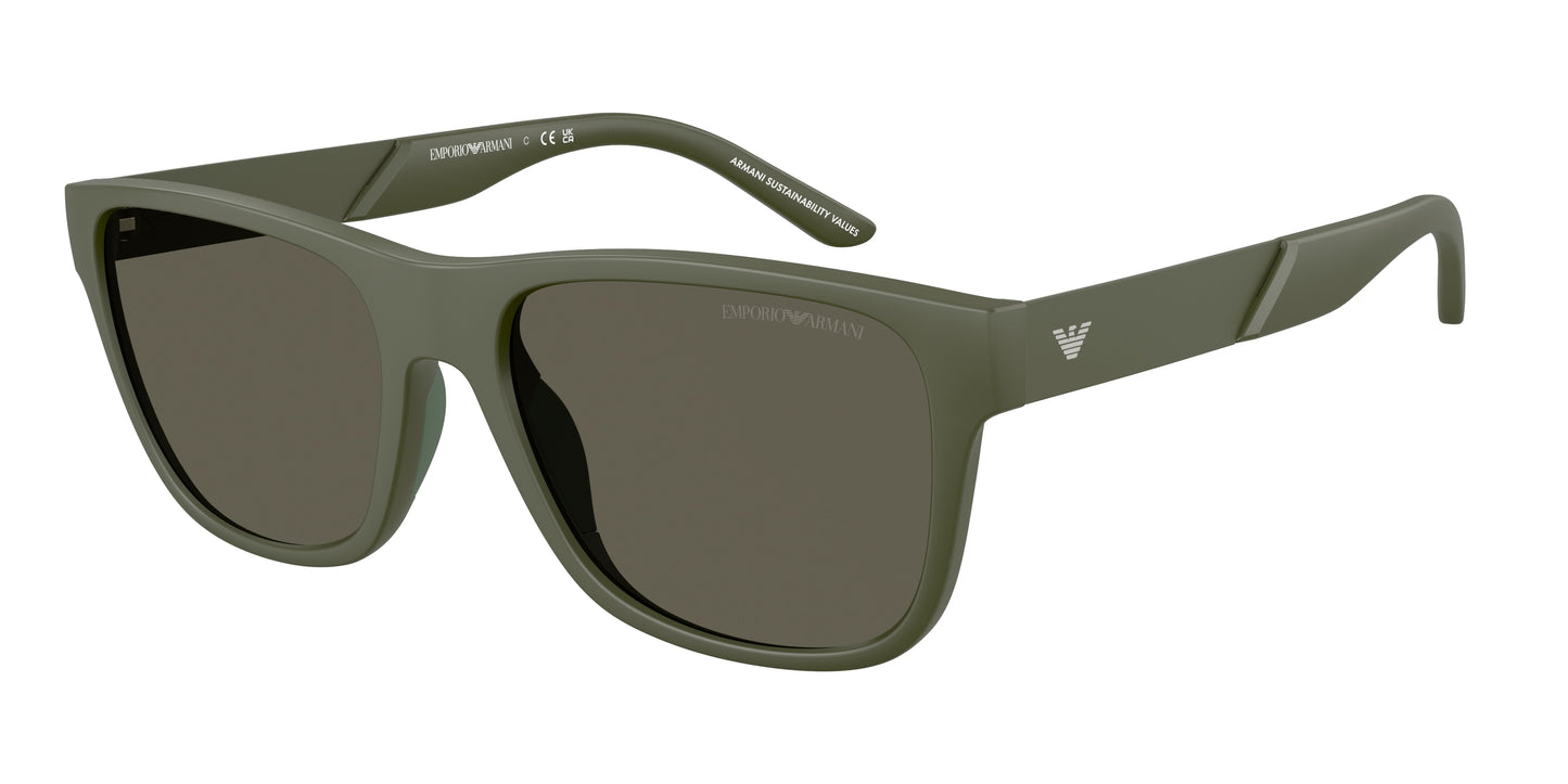 Emporio Armani EA4243 Square Sunglasses  618471-Matte Green 56-145-18 - Color Map Green