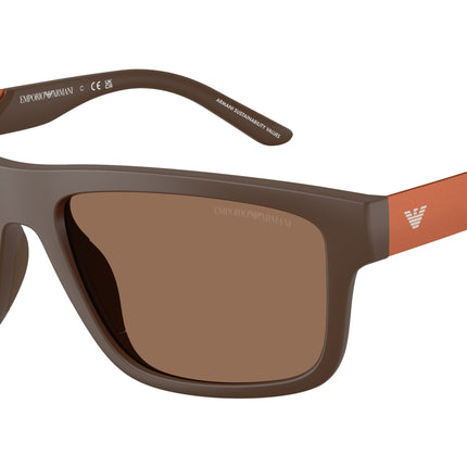 Emporio Armani EA4244U Rectangle Sunglasses  624373-Matte Brown 57-145-18 - Color Map Brown