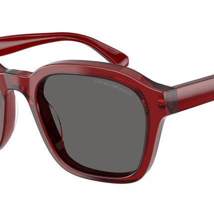 Emporio Armani EA4245U Irregular Sunglasses  624887-Shiny Transparent Red 54-145-21 - Color Map Red