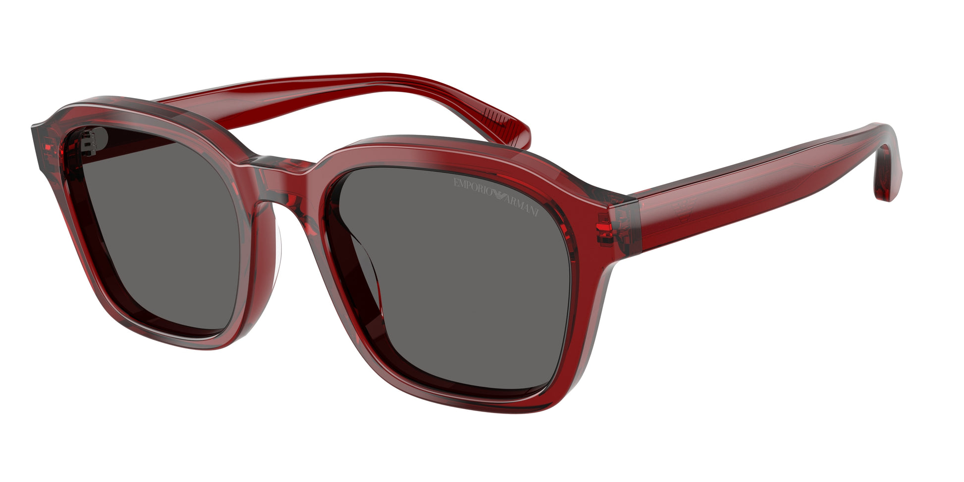 Emporio Armani EA4245U Irregular Sunglasses  624887-Shiny Transparent Red 54-145-21 - Color Map Red