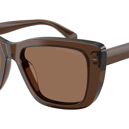 Emporio Armani EA4246U Cat Eye Sunglasses  625173-Shiny Transparent Brown 54-140-17 - Color Map Brown