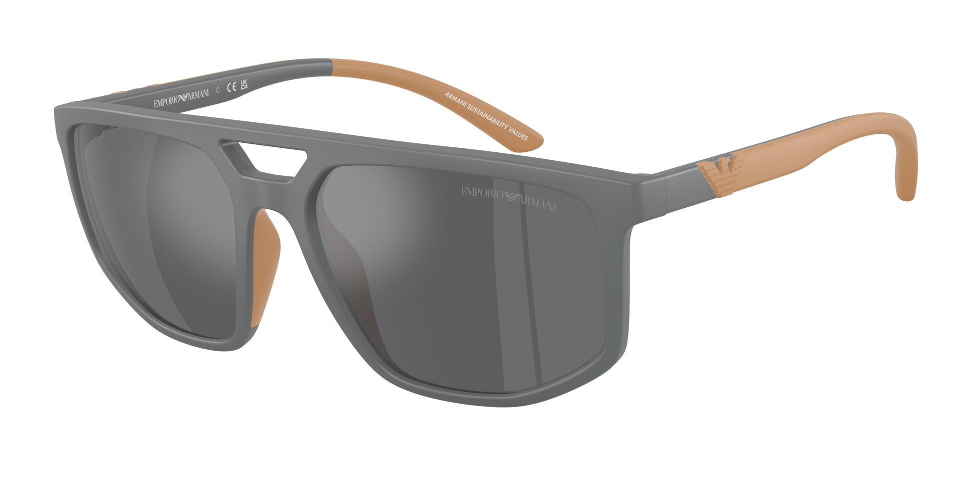 Emporio Armani EA4248U Pilot Sunglasses  62616G-Matte Grey 58-145-18 - Color Map Grey