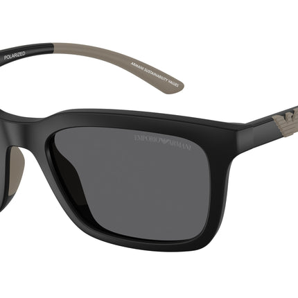 Emporio Armani EA4249U Rectangle Sunglasses  500181-Matte Black 55-145-20 - Color Map Black