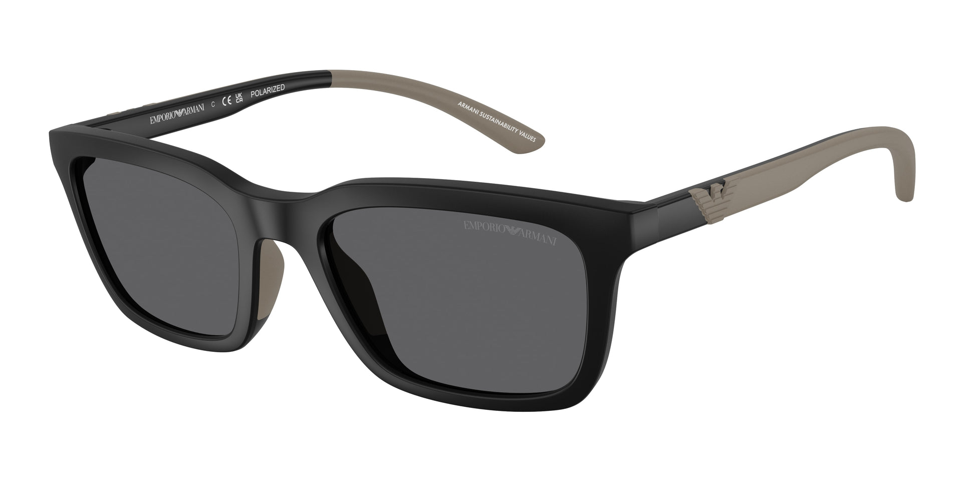 Emporio Armani EA4249U Rectangle Sunglasses  500181-Matte Black 55-145-20 - Color Map Black