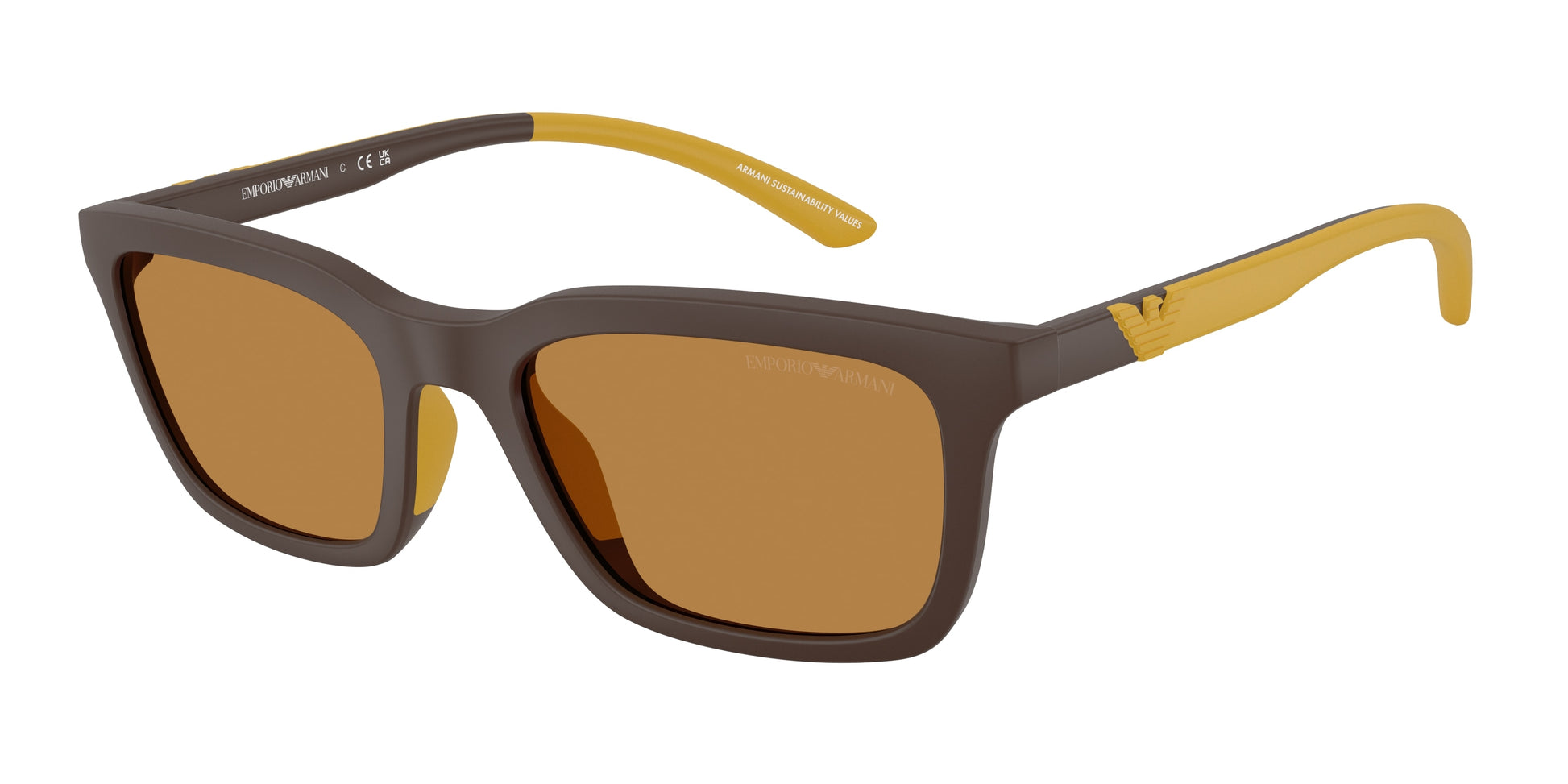 Emporio Armani EA4249U Rectangle Sunglasses  625893-Matte Brown 55-145-20 - Color Map Brown