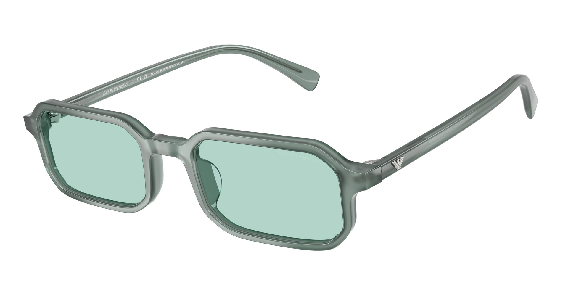 Emporio Armani EA4253U Rectangle Sunglasses  627065-Shiny Opaline Light Blue 54-145-21 - Color Map Blue