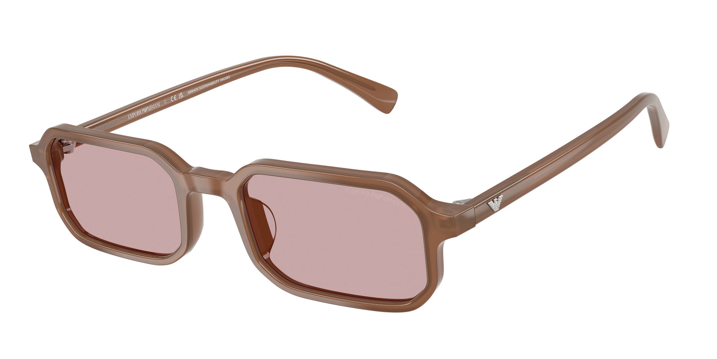 Emporio Armani EA4253U Rectangle Sunglasses  627173-Shiny Opaline Light Brown 54-145-21 - Color Map Brown