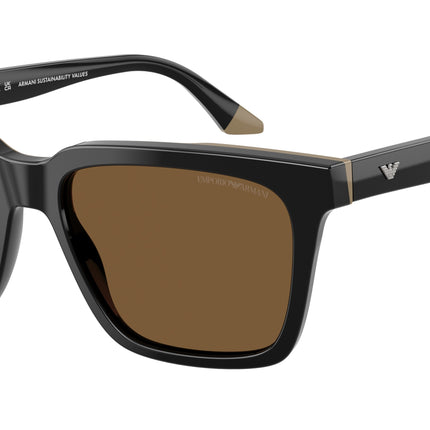 Emporio Armani EA4260 Square Sunglasses  631373-Black/Beige 55-145-17 - Color Map Black
