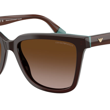 Emporio Armani EA4261 Irregular Sunglasses  631813-Transparent Brown/Teal 55-140-17 - Color Map Brown