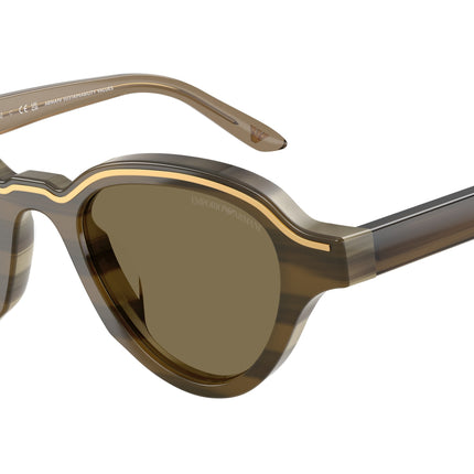 Emporio Armani EA4264U Irregular Sunglasses  633873-Brown On Striped Beige 47-145-20 - Color Map Brown