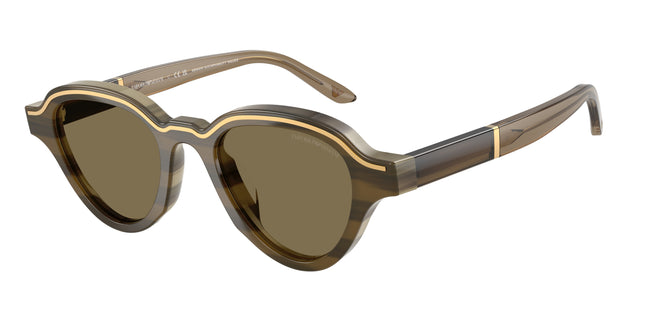Emporio Armani EA4264U Irregular Sunglasses  633873-Brown On Striped Beige 47-145-20 - Color Map Brown