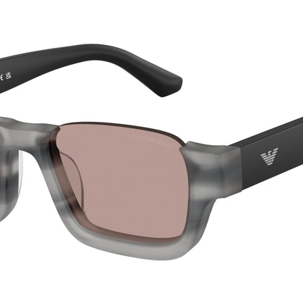 Emporio Armani EA4268U Irregular Sunglasses  63677N-Striped Havana Grey 58-145-12 - Color Map Grey