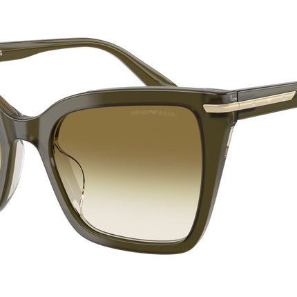 Emporio Armani EA4273BU Square Sunglasses  63788E-Shiny Dark Green 53-140-19 - Color Map Green