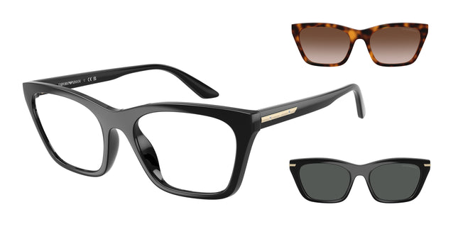 Emporio Armani EA4274BU Cat Eye Sunglasses  50171W-Shiny Black 55-140-19 - Color Map Black