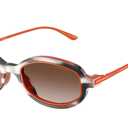 Emporio Armani EA4276U Irregular Sunglasses  642613-Shiny Striped Beige/Orange 49-140-20 - Color Map Multicolor