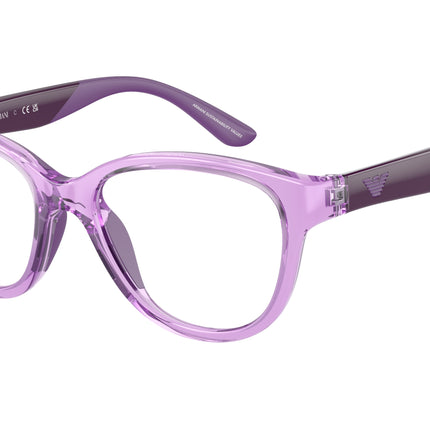 Emporio Armani Kids EK3002F Cat Eye Eyeglasses  6143-Shiny Transparent Purple 47-125-16 - Color Map Violet