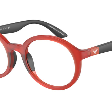 Emporio Armani Kids EK3005 Round Eyeglasses  6128-Opaline Red 48-130-19 - Color Map Red
