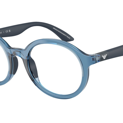 Emporio Armani Kids EK3005 Round Eyeglasses  6210-Shiny Transparent Blue 48-130-19 - Color Map Blue