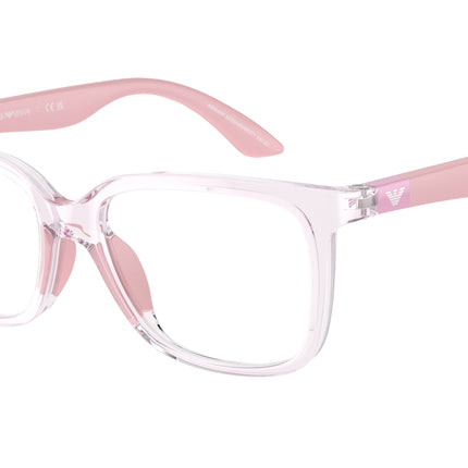 Emporio Armani Kids EK3006F Pillow Eyeglasses  6140-Shiny Transparent Pink 49-130-15 - Color Map Pink