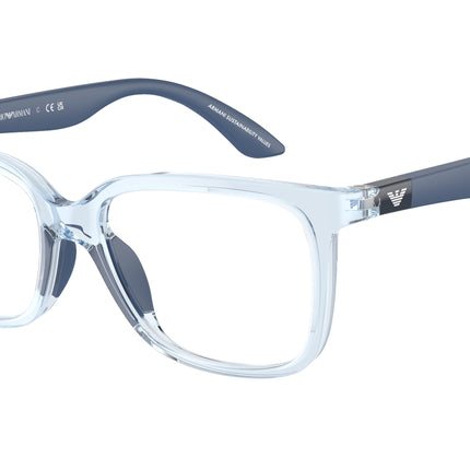 Emporio Armani Kids EK3006F Pillow Eyeglasses  6141-Shiny Transparent Azure 49-130-15 - Color Map Blue