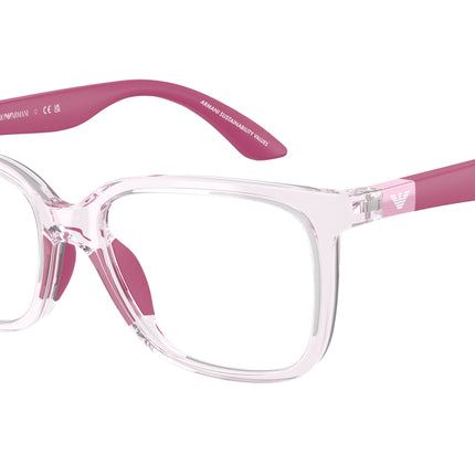Emporio Armani Kids EK3006 Pillow Eyeglasses  6139-Shiny Transparent Pink 49-130-15 - Color Map Pink