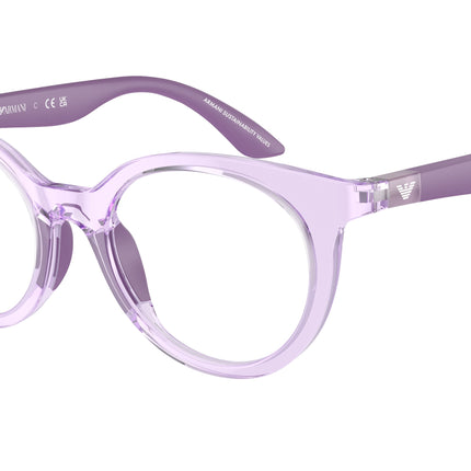 Emporio Armani Kids EK3007F Phantos Eyeglasses  6143-Shiny Transparent Purple 47-130-18 - Color Map Violet