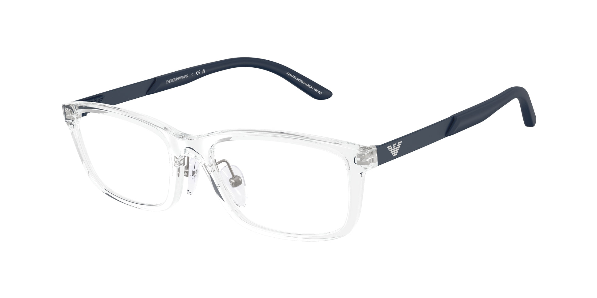 Emporio Armani Kids EK3009 Rectangle Eyeglasses  5893-Shiny Crystal 49-130-16 - Color Map Transparent