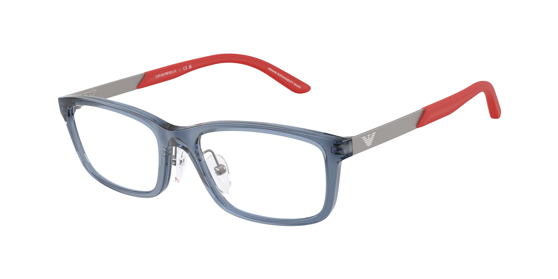 Emporio Armani Kids EK3009 Rectangle Eyeglasses  6278-Transparent Blue 49-130-16 - Color Map Blue