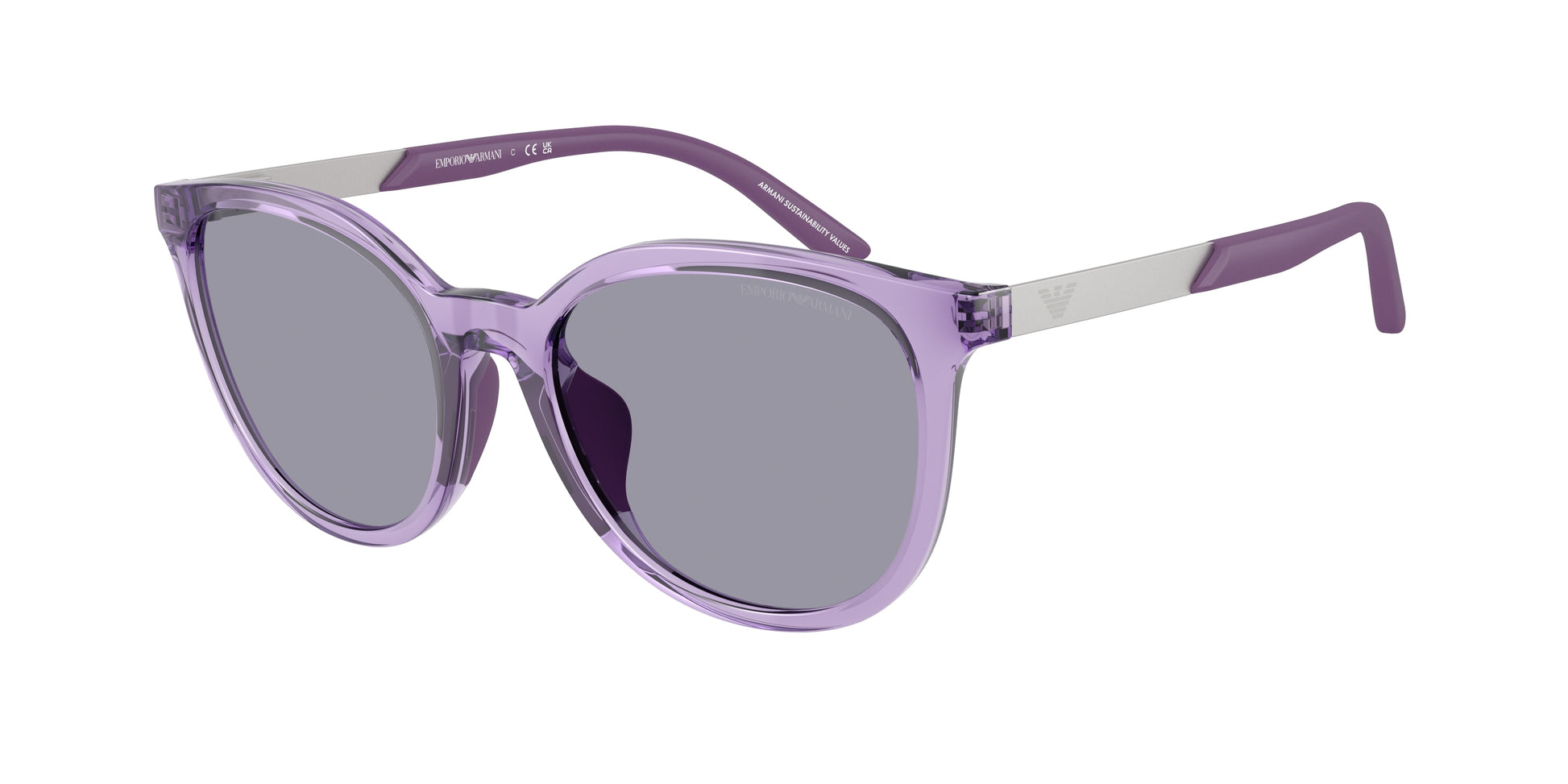 Emporio Armani Kids EK4007U Cat Eye Sunglasses  628080-Shiny Transparent Violet 49-130-17 - Color Map Violet