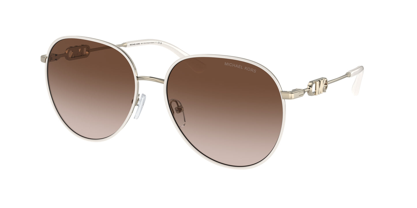 Michael Kors EMPIRE MK1128J Pilot Sunglasses  123313-Light Gold/White 58-145-17 - Color Map Gold