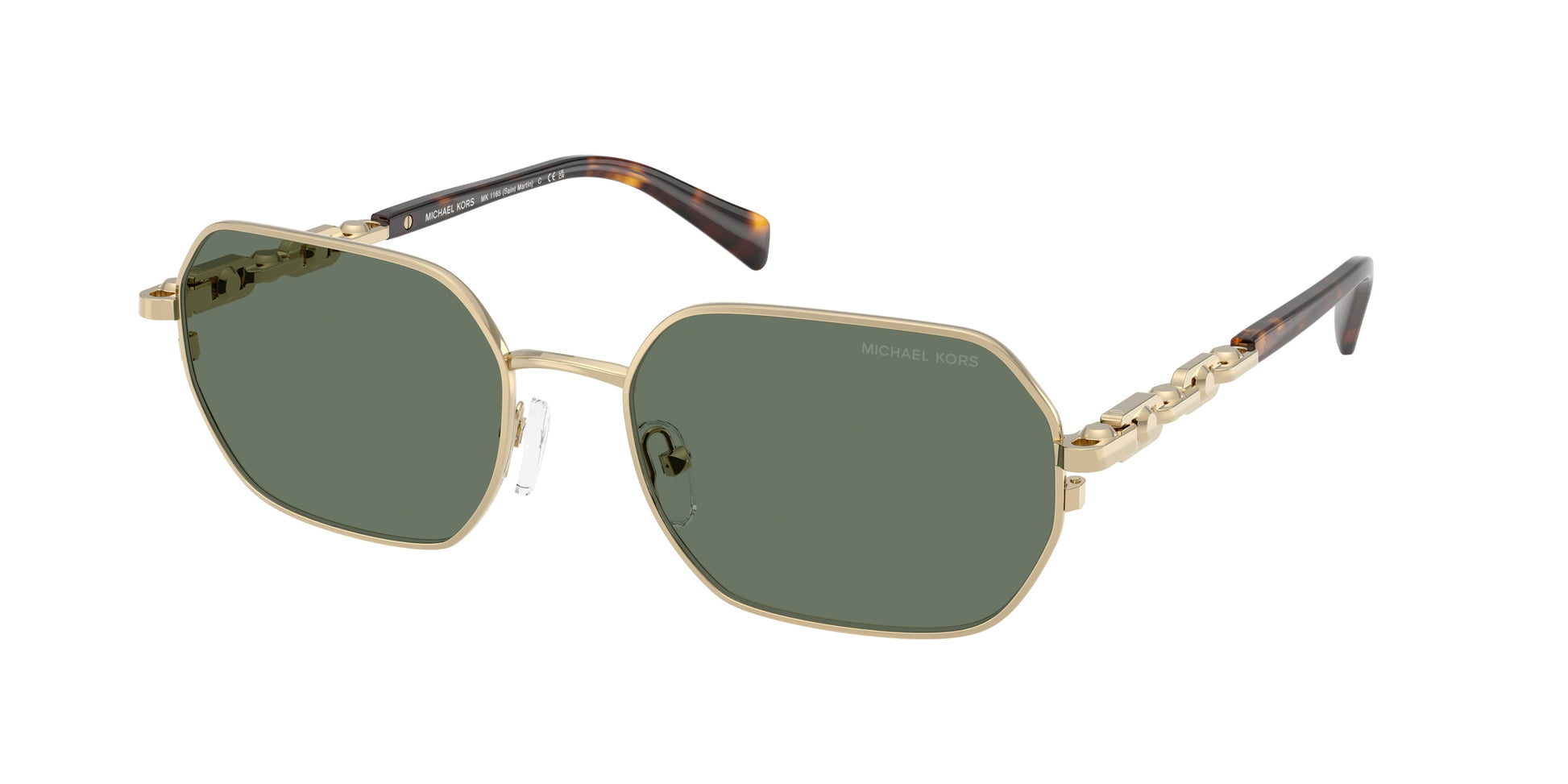 Michael Kors SAINT MARTIN MK1165 Irregular Sunglasses  10143H-Light Gold Shiny 57-145-18 - Color Map Gold