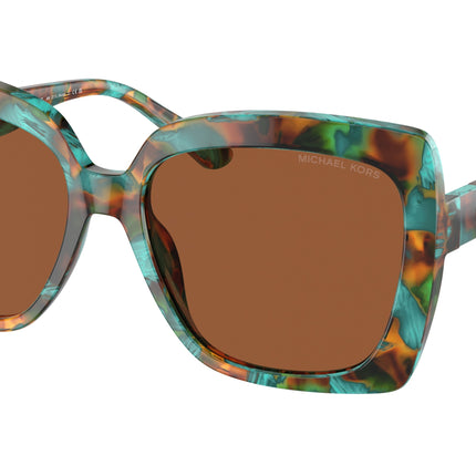 Michael Kors NICE MK2213 Square Sunglasses  400073-Teal Graphic Tortoise 57-140-17 - Color Map Green