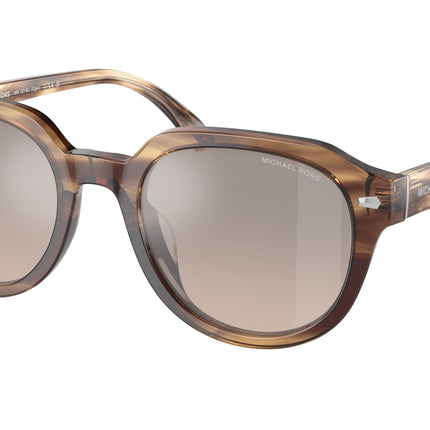 Michael Kors EGER MK2216U Round Sunglasses  39776I-Brown Horn 52-145-21 - Color Map Brown
