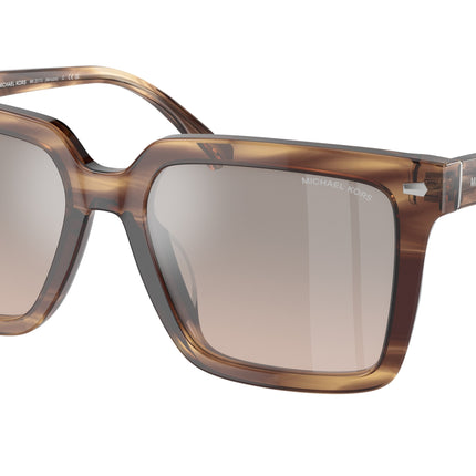 Michael Kors ABRUZZO MK2217U Square Sunglasses  39776I-Brown Horn 55-145-18 - Color Map Brown