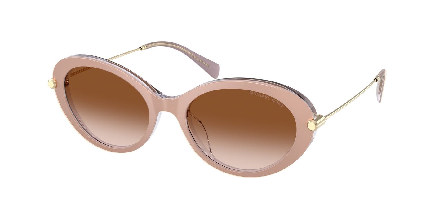 Michael Kors ROCKAWAY MK2245U Oval Sunglasses  401513-Light Sand Laminate 53-140-18 - Color Map White