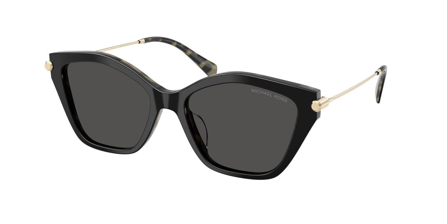 Michael Kors CATSKILLS MK2246U Irregular Sunglasses  395087-Black/Amber Tortoise 54-140-17 - Color Map Black
