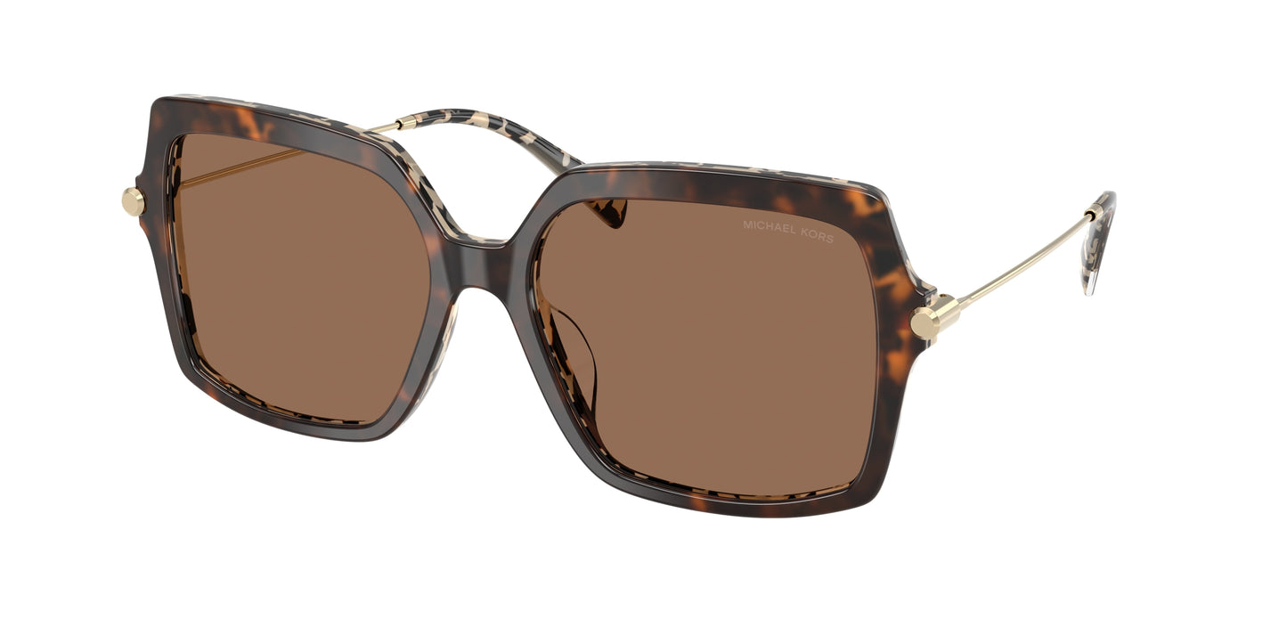 Michael Kors QUOGUE MK2247U Square Sunglasses  395173-Dark/Cream Tortoise 57-140-17 - Color Map Tortoise