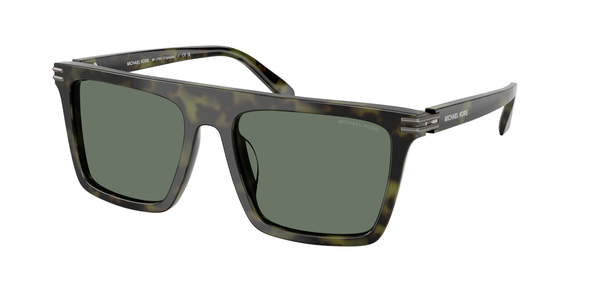 Michael Kors EDGEWATER MK2249U Square Sunglasses  37053H-Olive Tortoise 55-145-18 - Color Map Green