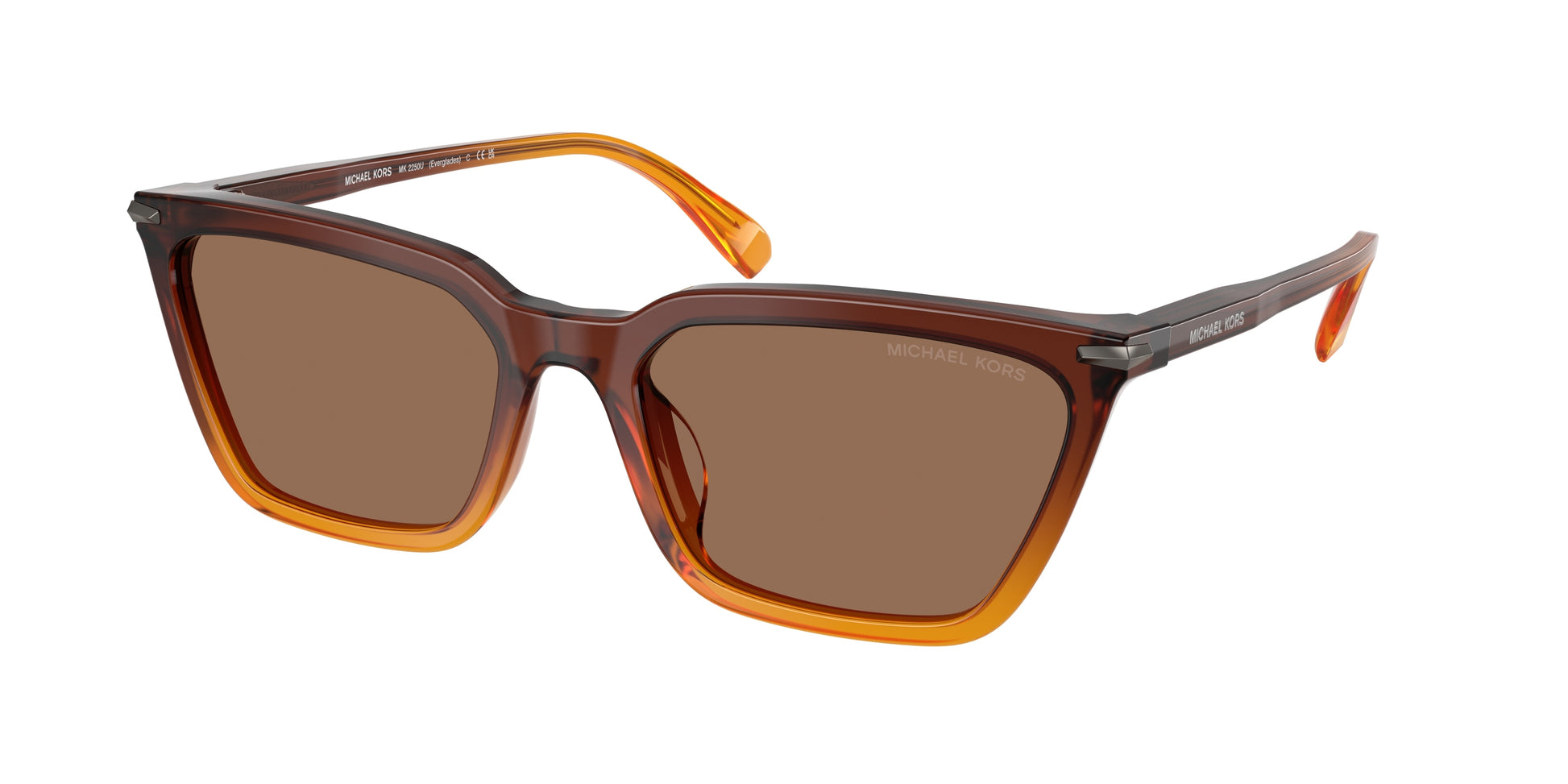 Michael Kors EVERGLADES MK2250U Cat Eye Sunglasses  401073-Amber Gradient 58-145-19 - Color Map Orange