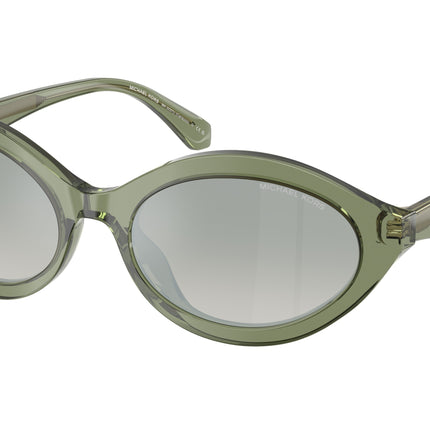 Michael Kors CARLAZZO MK2257U Oval Sunglasses  3961W0-Green Transparent 55-140-18 - Color Map Green